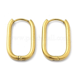イオンプレーティング（IP）304ステンレススチールフープピアス（女性用）  長方形  ゴールドカラー  23.5x13x2mm&nbsp;EJEW-U035-12G-01