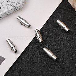 真鍮製ロッキングチューブマグネットクラスプ  コラム  プラチナ  15x4mm  穴：2.8mm&nbsp;LS-MC079