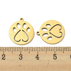 ステンレスペンダント201個  レーザー切断  ゴールドカラー  足跡  17x15x1mm  穴：1.2mm  5個/袋。&nbsp;FIND-Z017-02D
