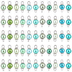 110Pcs 11 Colors Glass Pearl Round Connector Charms&nbsp;PALLOY-TA00261