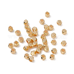 真鍮ビーズ  長持ちメッキ  キューブ  18KGP本金メッキ  3x3x3mm  穴：1.6mm&nbsp;X-KK-A171-22G