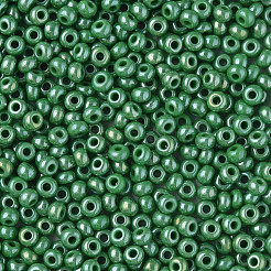 8/0 チェコ不透明ガラスシードビーズ  光沢のある  ラウンド  グリーン  3x2mm  穴：1mm  約500 G /袋&nbsp;SEED-N004-003A-13