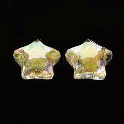 透明なアクリルビーズ  二層ビーズ  ABカラー  多面カット  スター  きいろ  14x15x8.5mm  穴：2mm  約518個/500g&nbsp;TACR-S152-02D-SS2105