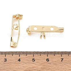 ブローチ作りのためのループ付き真鍮製バーピン  長持ちメッキ  ラックめっき  ライトゴールド  27x9x6.5mm  穴：2.5mm＆4.5x3.5mm&nbsp;KK-NH0001-22LG