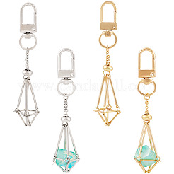 2Pcs 2 Colors Brass Empty Pouch Stone Holder for Keychain&nbsp;KEYC-TA0001-34