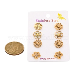 304ステンレススチールスタッドピアスキット  花  ゴールドカラー  10~12x11.5~12mm&nbsp;EJEW-H142-06G