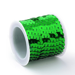 環境に優しいプラスチックスパンコールビーズ  スパンコールビーズ  装飾アクセサリー  フラットラウンド  グリーン  6mm  約5m /ロール&nbsp;PVC-Q092-6mm-4