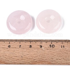 天然石ローズクォーツペンダント  ドーナツ/円盤チャーム  25x8~9mm  穴：4~5mm&nbsp;G-Q601-30B-09