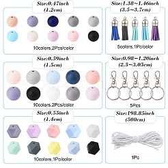 DIY Silicone Bead & Faux Suede Tassel Pendant Decorations Making Kits&nbsp;DIY-YW0010-10