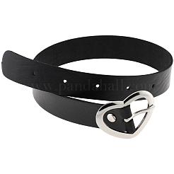 Punk Rock Style Alloy Heart Ring Imitation Leather Chocker Necklaces&nbsp;NJEW-CL0001-21