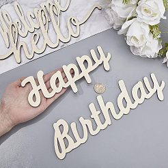 木製の装飾品  ジュートより糸付き  パーティーギフトの家の装飾  お誕生日おめでとう、こんにちは＆ようこそ  バリーウッド  22.8x7.4x0.4cm  29.5x8x0.35cm  2セット /バッグ&nbsp;WOOD-FH0001-43