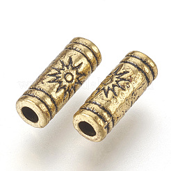 チベット風合金ビーズ  鉛フリー＆カドミウムフリー  チューブ  アンティーク黄金  9.5x3.5mm  穴：1.5mm&nbsp;LS-GLF0614Y
