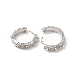 Brass Micro Pave Cubic Zirconia  Hoop Earrings&nbsp;EJEW-P292-07P