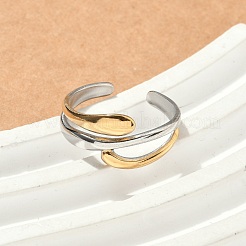 304 Stainless Steel Double Color Cuff Rings&nbsp;RJEW-S635-01GP-H