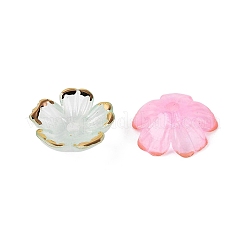 プラスチックビーズキャップ  5  - 花びらの花  ツートン  ゴールドライン入り  パールピンク  10~11x10~11x4mm  穴：1.6mm  約2000個/袋&nbsp;KY-Q005-04A-03