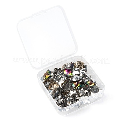 60個4色スター電気メッキガラスチャーム  シルバーメッキのボトム  多面カット  ミックスカラー  13x14.5x8mm  穴：1mm  15個/カラー&nbsp;EGLA-FS0001-06
