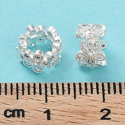 桜の花 ヨーロッパのビーズ  長持ちメッキ  カドミウムフリー & 鉛フリー  銀  8x5mm  穴：5mm&nbsp;KK-B078-05S