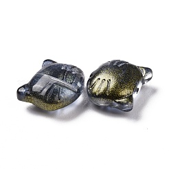 ガラスビーズ  ジュエリー作りのための  猫  ミッドナイトブルー  12.5x14x6.5mm  穴：1mm&nbsp;GLAA-G079-02F