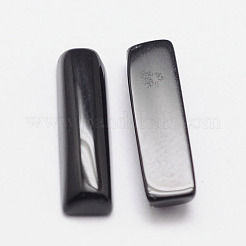 染色された長方形の天然瑪瑙のカボション  ブラック  20x5x3.5mm&nbsp;G-K027-02