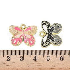 合金エナメルチャーム  蝶  ゴールドカラー  ミックスカラー  18x22x2mm  穴：1.8mm&nbsp;ENAM-P258-03G-M