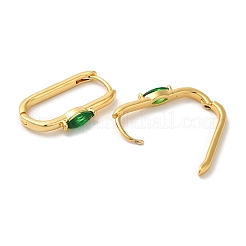 304ステンレススチールフープピアス  女性用キュービックジルコニアイヤリング  18KGP本金メッキ  透明  オーバル  22x13mm&nbsp;EJEW-M261-02G-02