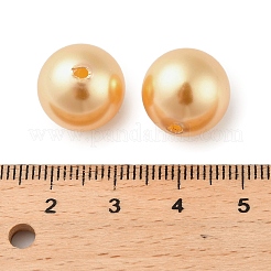 ベーキングペイント パール加工ガラスパールラウンドビーズ  半分穴を開けた  ゴールド  14mm  穴：1.4mm&nbsp;HY-Q001-02C-01