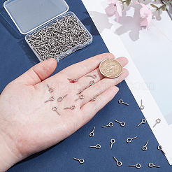 304ステンレススチールスクリューアイピンペグベイル  片穴パーツ用  ステンレス鋼色  12x5x1mm  穴：2.5mm  380個/セット&nbsp;STAS-ME0001-82C-P