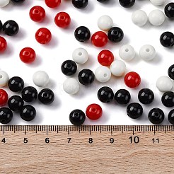 不透明なアクリルビーズ  ラウンド  ブラック  7~7.5x7.5~7.8x7.5~7.8mm  穴：1.6mm&nbsp;SACR-Q004-02M