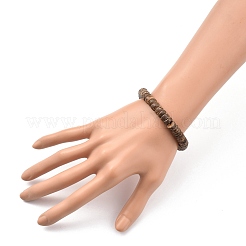 Rondelle Natural Coconut Stretch Bracelets&nbsp;X-BJEW-JB05361-01