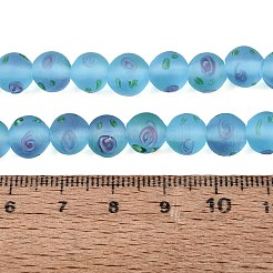 Frosted Handmade Lampwork Beads Strands&nbsp;LAMP-Q041-07B