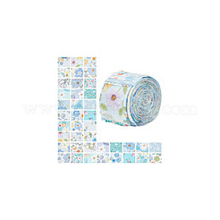 花柄コットン生地  DIYクラフト製作用品  長方形  ブルー  100x6.5x0.01cm  40個/セット&nbsp;DIY-WH0588-11B