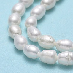 天然養殖淡水パールビーズ連売り  ライス  リネン  5.5~7.5x3.8~4.2mm  穴：0.6mm  約58~60個/連  13.98''~14.17