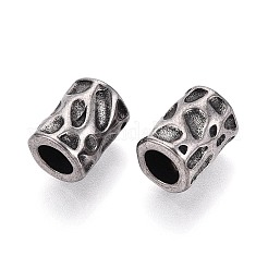 304 Stainless Steel Textured European Style Large Hole Beads&nbsp;STAS-T072-102AS