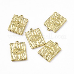 PVD真空メッキ201ステンレススチールペンダント  目のチャーム入り長方形  18KGP本金メッキ  21x15.5x2mm  穴：1.4mm&nbsp;STAS-J401-VC811