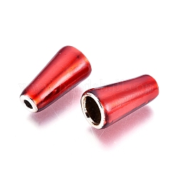 花弁状のライトゴールドメッキ合金ビーズコーン  エナメル  コーン  レッド  14.7x8mm  穴：2.2mm  内径：5mm&nbsp;ENAM-L032-N02-LG