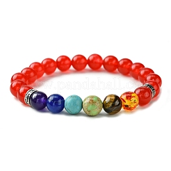 Dyed Natural & Synthetic Mixed Gemstone Round Beaded Stretch Bracelets&nbsp;BJEW-JB09650