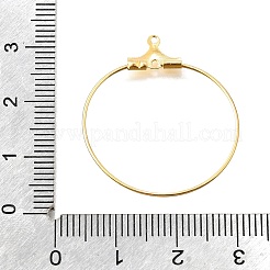 ラックメッキ真鍮リングフープピアス  ゴールドカラー  21ゲージ  30x25~26mm  穴：1mm  ピン：0.7mm&nbsp;KK-L125-01G