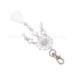 Natural & Dyed Malaysia Jade Bead & Alloy Pendant Decoration&nbsp;HJEW-JM02937-02