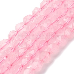 多面カット天然ローズクォーツ宝石ビーズ連売り  スターカットラウンドビーズ  8mm  穴：1mm  約24個/連  7.5インチ&nbsp;G-J331-02-8mm