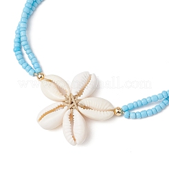 Adjustable Natural Cowrie Shell Beaded Braided Anklets&nbsp;AJEW-AN00686-01