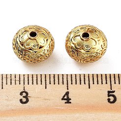 ラックメッキ真鍮製ビーズ  カドミウムフリー＆鉛フリー  結び目のあるフラットラウンド  18KGP本金メッキ  10x8mm  穴：1.5mm&nbsp;KK-S377-05G