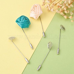 真鍮ふるいのブローチピン  ニッケルフリー  プラチナ  ピン：63.5x13.5x1mm  キャップ：4x12mm&nbsp;KK307-NF