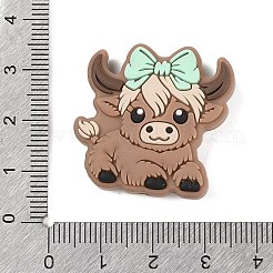食品グレードのシリコーン焦点ビーズ  牛  アクアマリン  29x29x9.5mm  穴：3mm&nbsp;SIL-Z021-01B-03