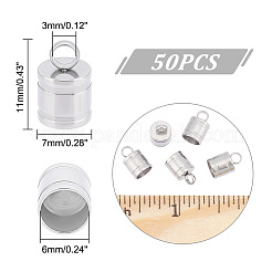 304ステンレススチールコードエンド50個  コラム  ステンレス鋼色  11x7mm  穴：3mm  内径：6mm&nbsp;STAS-UN0041-50