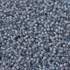MIYUKIデリカビーズ小  シリンダー  日本製シードビーズ  15/0  （dbs0863)マットグレー透明ab  1.1x1.3mm  穴：0.7mm  約175000個/袋  50 G /袋&nbsp;SEED-X0054-DBS0863