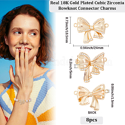 8Pcs Brass Micro Pave Clear Cubic Zirconia Connector Charms&nbsp;KK-BBC0018-59