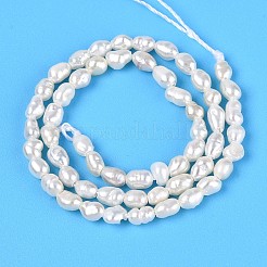 天然養殖淡水パールビーズ連売り  ライス  乳白色  2~4x2~2.5mm  穴：0.3~0.4mm  約52~57個/連  6.89~7.09''（17.5~18センチメートル）&nbsp;PEAR-T006-08