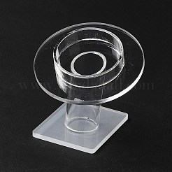 アクリル シングル ブレスレット ディスプレイ ライザー スタンド  フラットラウンド  透明  トレイ：50mm  7.95x7.75x7.45cm&nbsp;BDIS-P004-01B