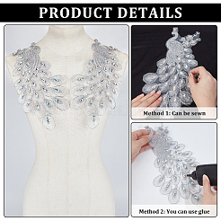 4Pcs 2 Styles Silver and Gold Thread with Resin and Rhinestones Applique Embroidery&nbsp;DIY-PH0038-76D