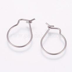 変色しにくい304ステンレススチールフープピアス  ステンレス鋼色  19x13x0.7mm&nbsp;STAS-K148-09